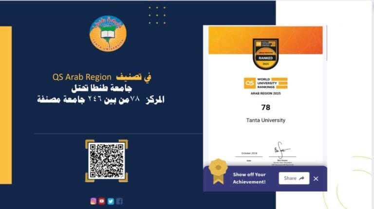 في تصنيف QS Arab Region.. جامعة طنطا تحتل المركز ٧٨ من بين ٢٤٦ جامعة مصنفة