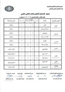 جداول امتحانات الدور التاني للتعليم الفني بمحافظة الغربية 3 1751269370291 جداول جداول امتحانات الدور التاني للتعليم الفني بمحافظة الغربية موقع في الجامعة
