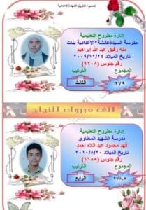 بالأسماء.. تعليم مطروح تعلن أوائل الشهادة الإعدادية 2025 بعد اعتماد النتيجة بنسبة نجاح 84.4% 3 تعليم مطروح تعلن أوائل الشهادة الإعدادية 2025