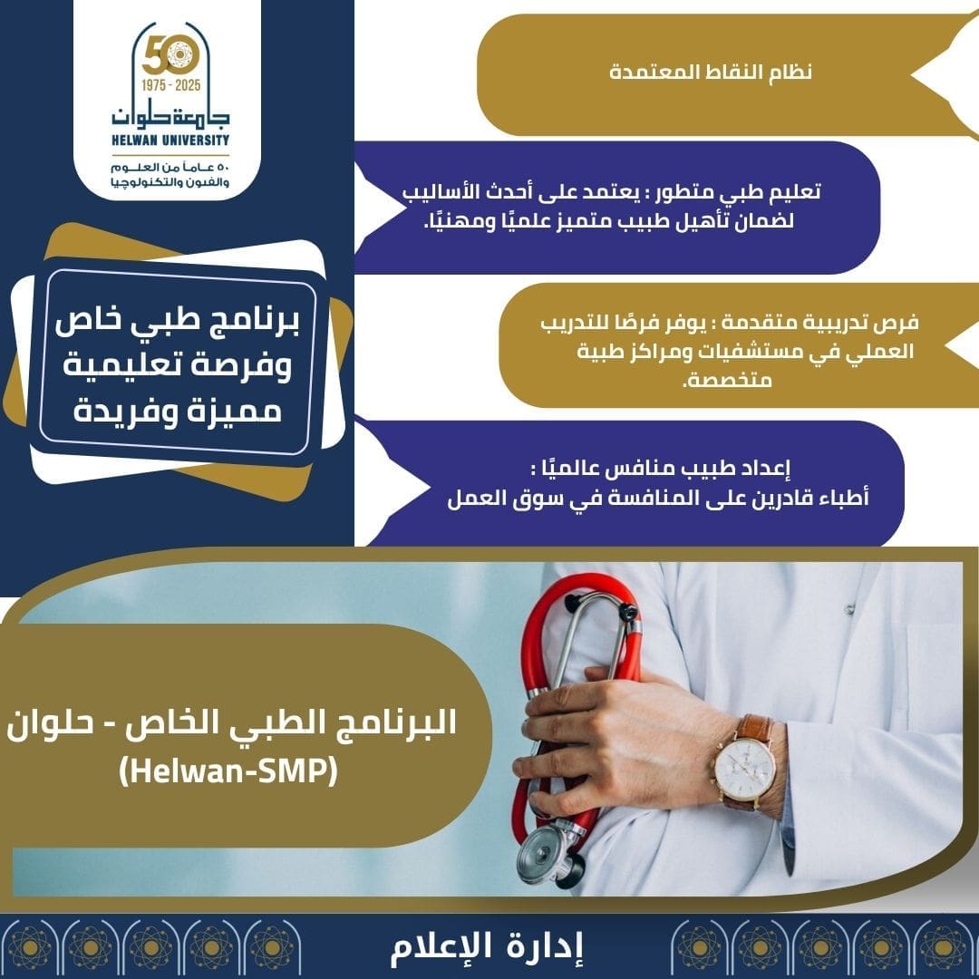 تنسيق الجامعات 2025.. جامعة حلوان تعلن فتح باب القبول بالبرنامج الطبي الخاص SMP 1 IMG 20250619 WA0012 جامعة حلوان تنسيق الجامعات 2025.. جامعة حلوان تعلن فتح باب القبول بالبرنامج الطبي الخاص SMP موقع في الجامعة