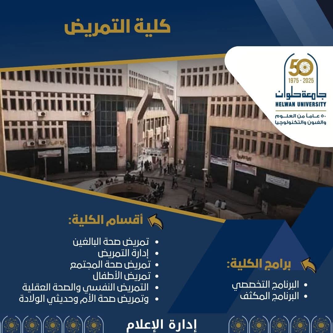 تنسيق الجامعات 2025.. كلية التمريض جامعة حلوان نموذج للتميز الأكاديمي والمهني في الرعاية الصحية 1 كلية التمريض جامعة حلوان