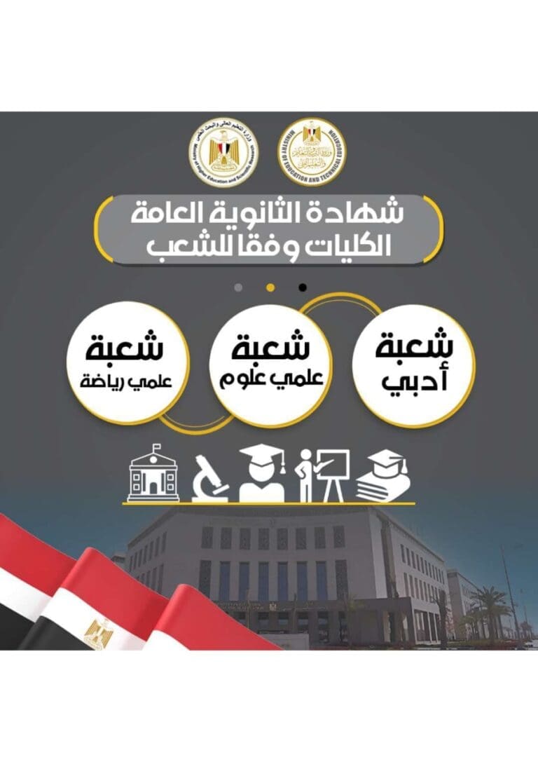 رسمياً.. التعليم تعلن تفاصيل مسارات "البكالوريا" الجديدة وتخصصات الثانوية العامة المؤهلة للكليات 2025 11 IMG 20250723 WA0157 جامعة رسمياً.. التعليم تعلن تفاصيل مسارات "البكالوريا" الجديدة وتخصصات الثانوية العامة المؤهلة للكليات 2025 موقع في الجامعة